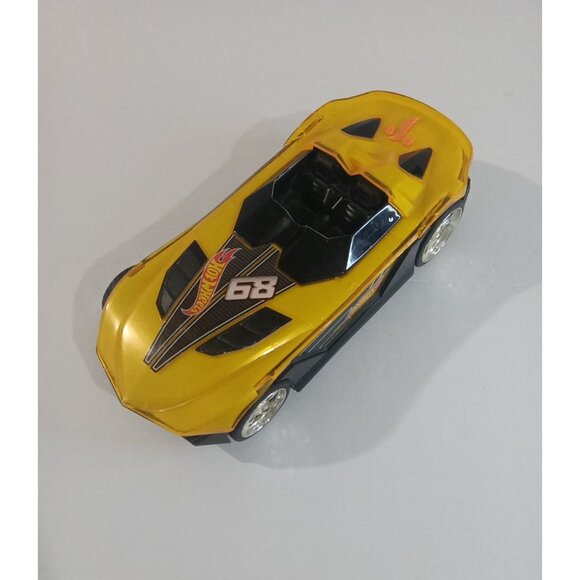 Hot Wheels Yellow Electronic Car 68 Black Silver Wheel - Light Up Sounds & Motor - Picture 1 of 16